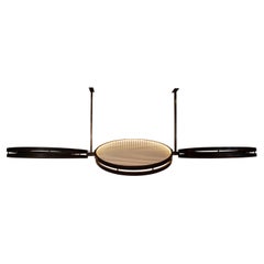 21st Century Pendant Brass Bronzed , ribbed Glass