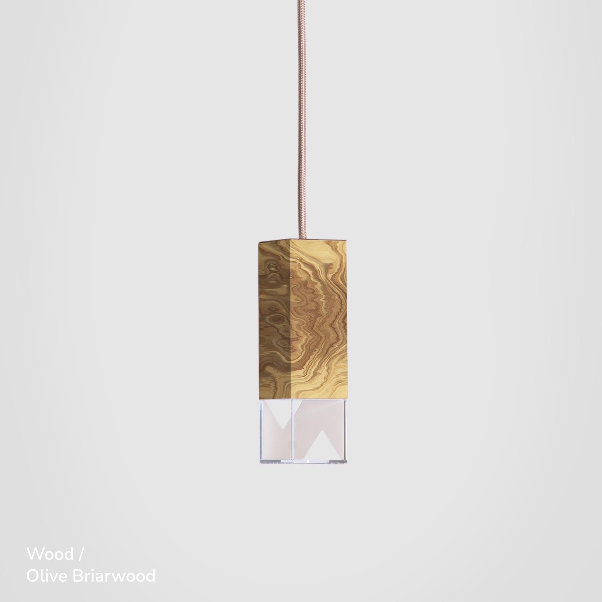Lampe suspendue moderne et minimaliste en bois de noyer de Formaminima en vente 1