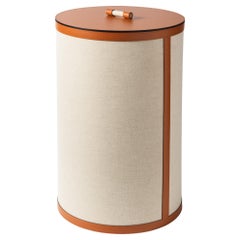 21st Century Penelope Round Laundry Basket with Leather & Canvas Cotton