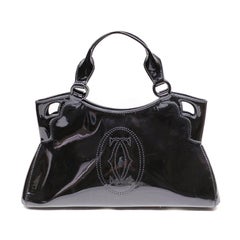 21st Century Perfect Condition Patent Black Leather Hand-Bag by Cartier