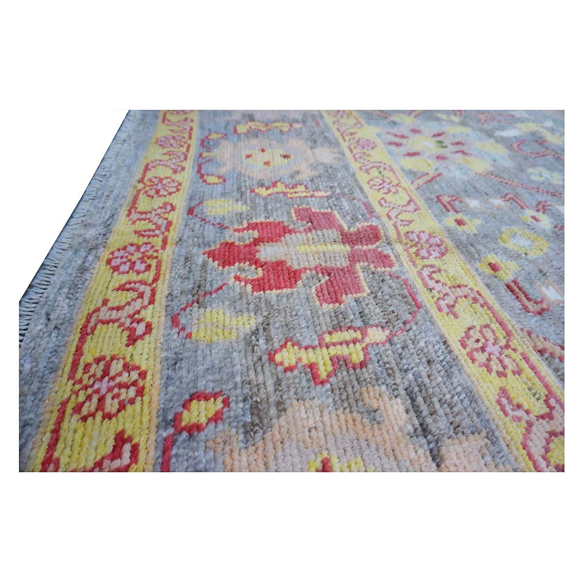 21st Century Persian Oushak Master 8x10 Grey, Red, & Yellow Handmade Area Rug For Sale 1