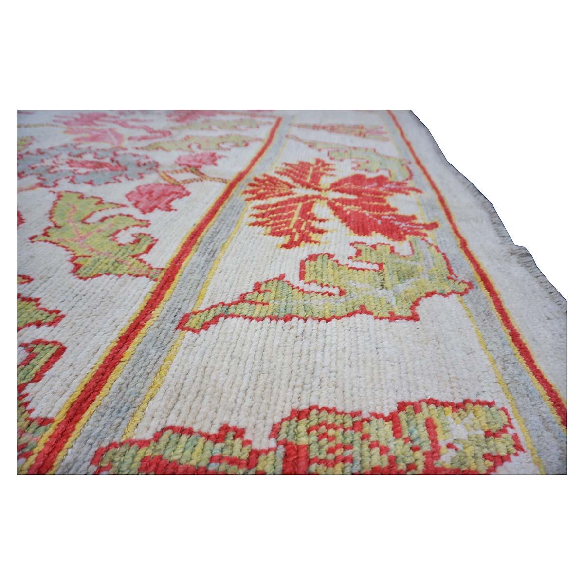 21st Century Persian Oushak Master 8x11 Ivory, Pink, & Yellow Handmade Area Rug For Sale 3