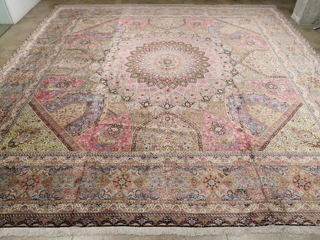 A modern Persian Silk Quom square oversize carpet handmade during the 21st century.

Measures: 19' 9
