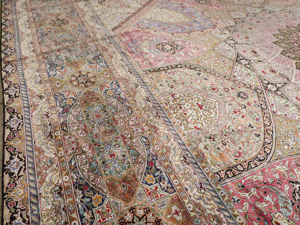 Neoclassical 21st Century Persian Silk Quom Square Oversize Carpet For Sale