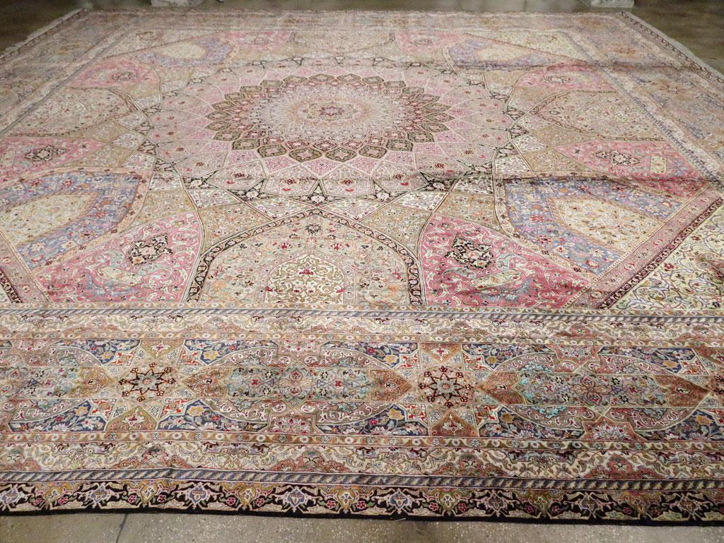 Hand-Knotted 21st Century Persian Silk Quom Square Oversize Carpet For Sale