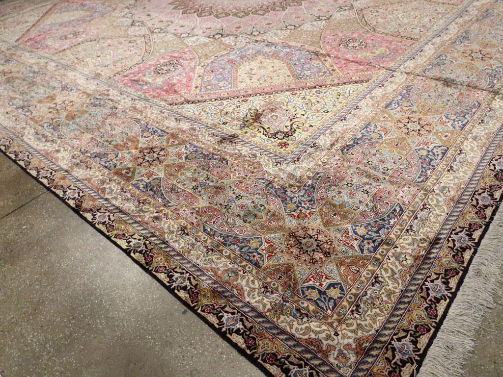 Contemporary 21st Century Persian Silk Quom Square Oversize Carpet For Sale