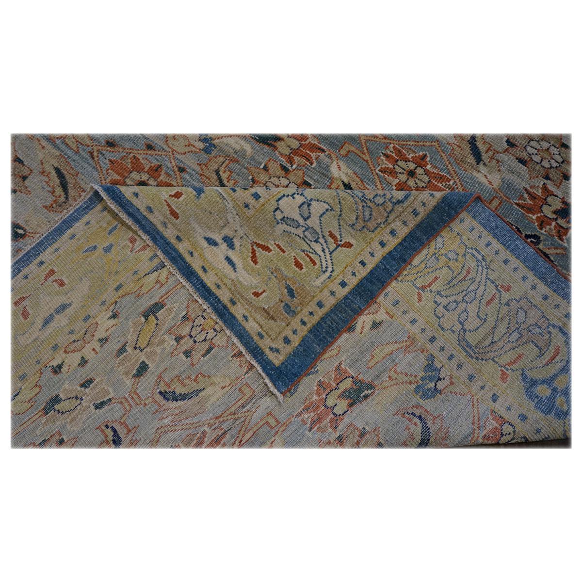 Tapis persan du 21e sicle Sultanabad 7x22 en ardoise bleue Grand Hallway Gallery Excellent état - En vente à Houston, TX