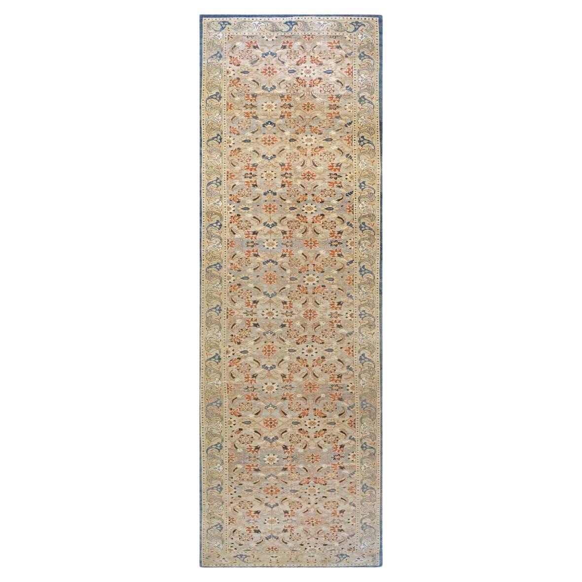 Laine Tapis persan du 21e sicle Sultanabad 7x22 en ardoise bleue Grand Hallway Gallery en vente