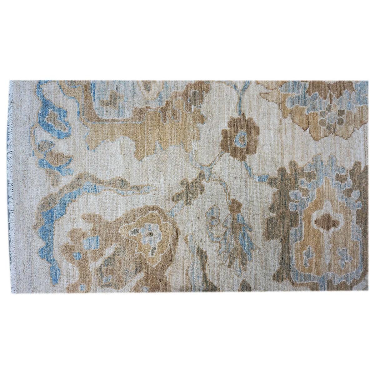 XXIe siècle et contemporain Tapis persan Sultanabad du 21e siècle en laine fait à la main ivoire, brun clair et bleu 10x14 en vente