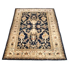 21st Century Persian Sultanabad 12x16 Navy Blue & Ivory Handmade Area Rug