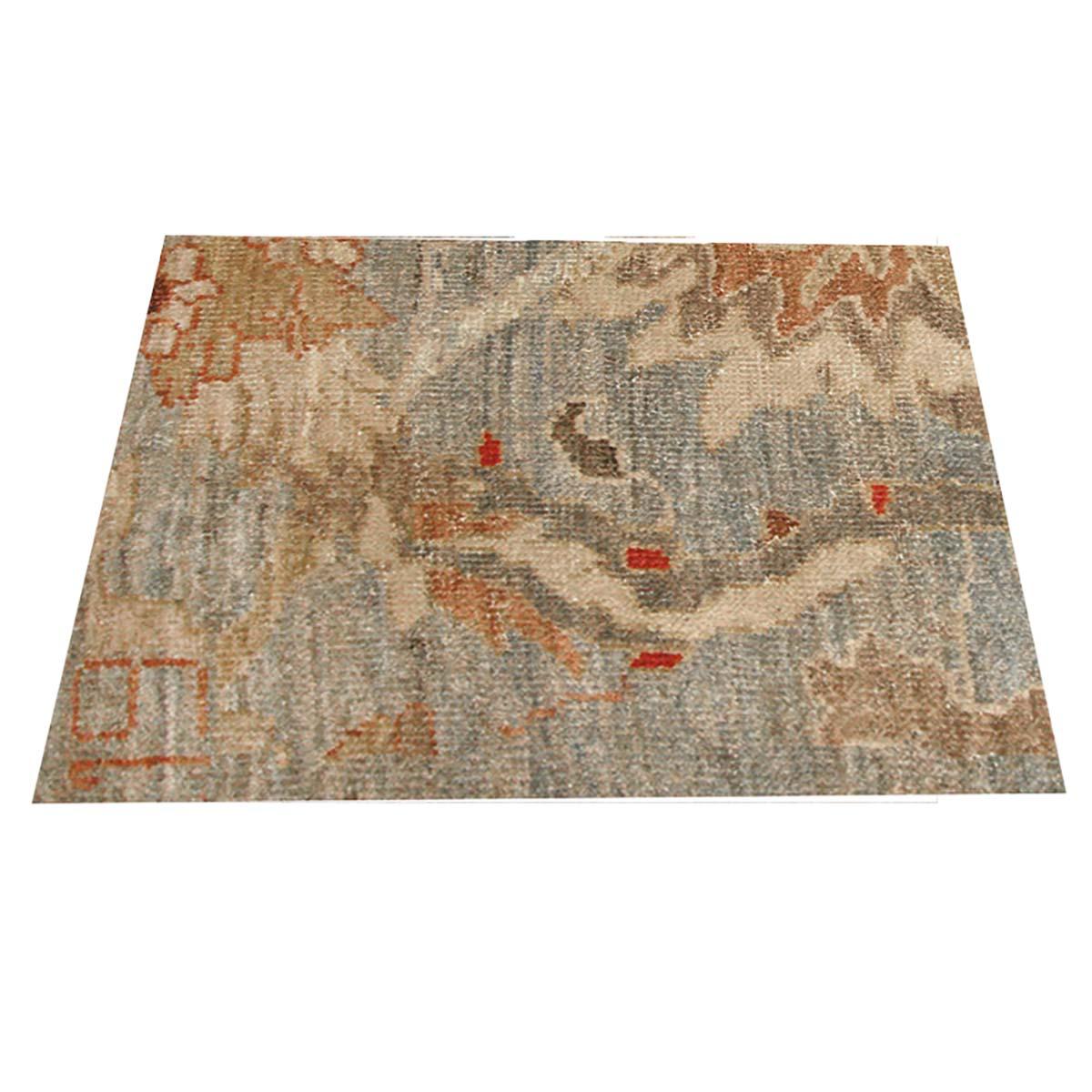 21st Century Persian Sultanabad 2x3 Slate Blue & Tan Handmade Area Rug In Excellent Condition In Houston, TX