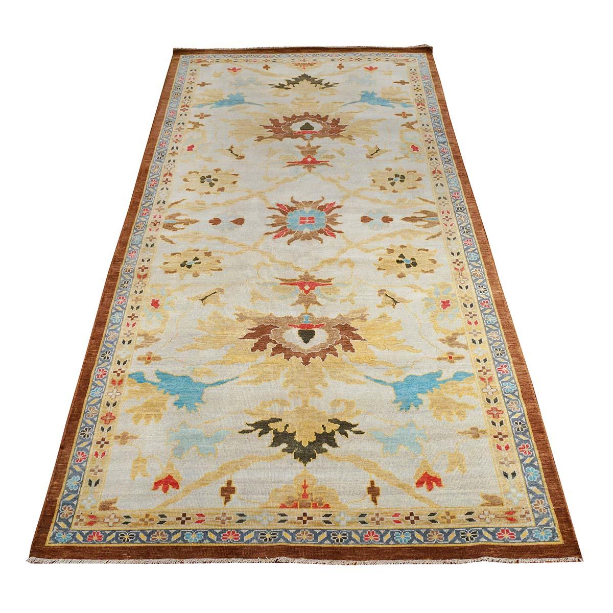 Ashly Fine Rugs presents an antique recreation of an original Persian Sultanabad 5x10 Blue & Yellow Handmade Area Rug. Part of our own previous production, this antique recreation was thought of and created in-house and 100% handmade in Afghanistan