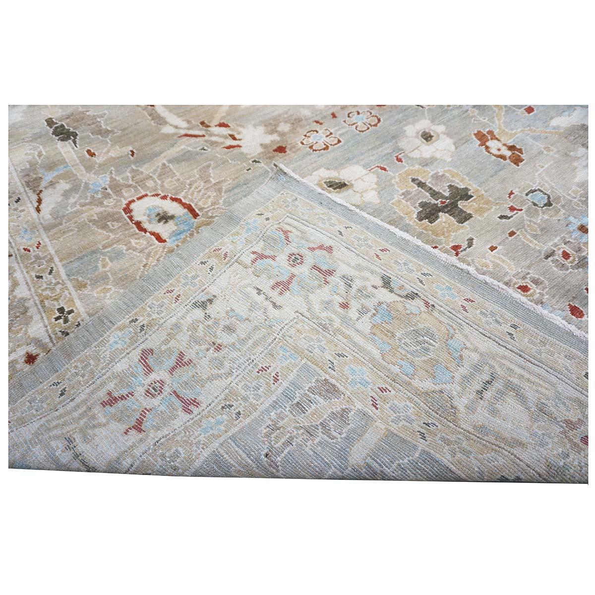 Persischer Sultanabad 8x8 Quadratischer brauner, blauer und elfenbeinfarbener handgefertigter Teppich, 21. Jahrhundert im Angebot 4