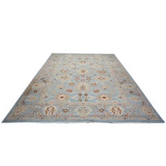 21st Century Persian Sultanabad 9x12 Blue, Ivory, & Tan Handmade Area Rug