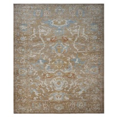 21st Century Persian Sultanabad 9x12 Brown, Ivory and Blue Handmade Area Rug