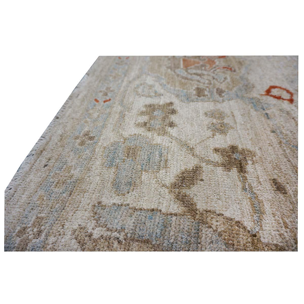 21st Century Persian Sultanabad 9x12 Ivory, Blue & Tan Handmade Area Rug For Sale 6