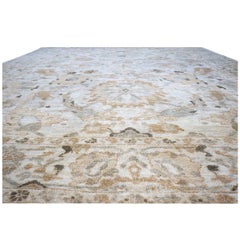 Persischer Sultanabad-Teppich des 21. Jahrhunderts, 9x12, Elfenbein, Hellbraun & Braun, handgefertigt