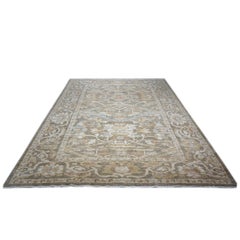 21st Century Persian Sultanabad 9x12 Olive and Tan Handmade Wool Rug