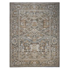 21st Century Persian Sultanabad Olive and Tan Handmade Wool Rug