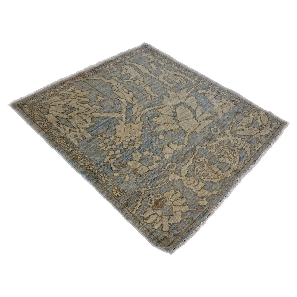Ashly Fine Rugs presents an antique recreation of an original Persian Sultanabad 3x3 Slate Blue & Grey Handmade Area Rug. Part of our own previous production, this antique recreation was thought of and created in-house and 100% handmade in Iran by