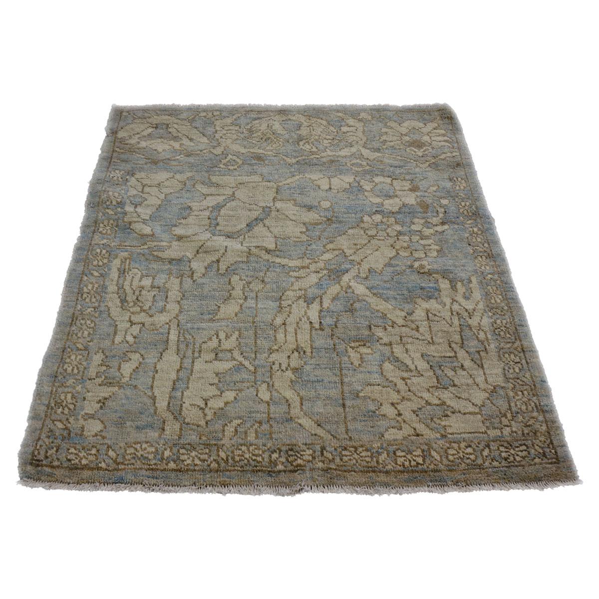 Persischer Sultanabad Master 3x3 Schiefer-Teppich in Blau & Grau, handgefertigt, 21. Jahrhundert (Handgewebt) im Angebot