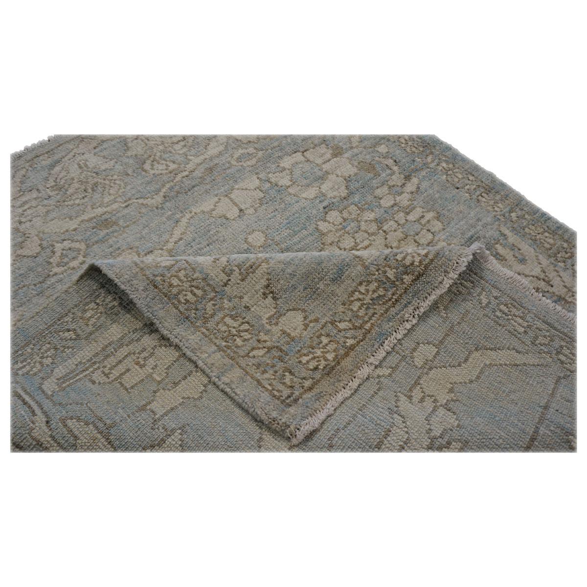 Persischer Sultanabad Master 3x3 Schiefer-Teppich in Blau & Grau, handgefertigt, 21. Jahrhundert (Wolle) im Angebot