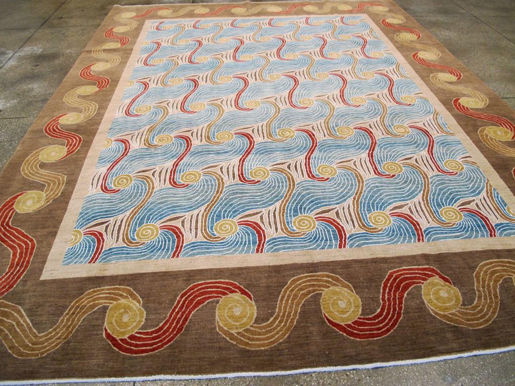 Tapis persan moderne de Tabriz, fabriqué à la main au cours du 21e siècle.

Mesures : 10' 0