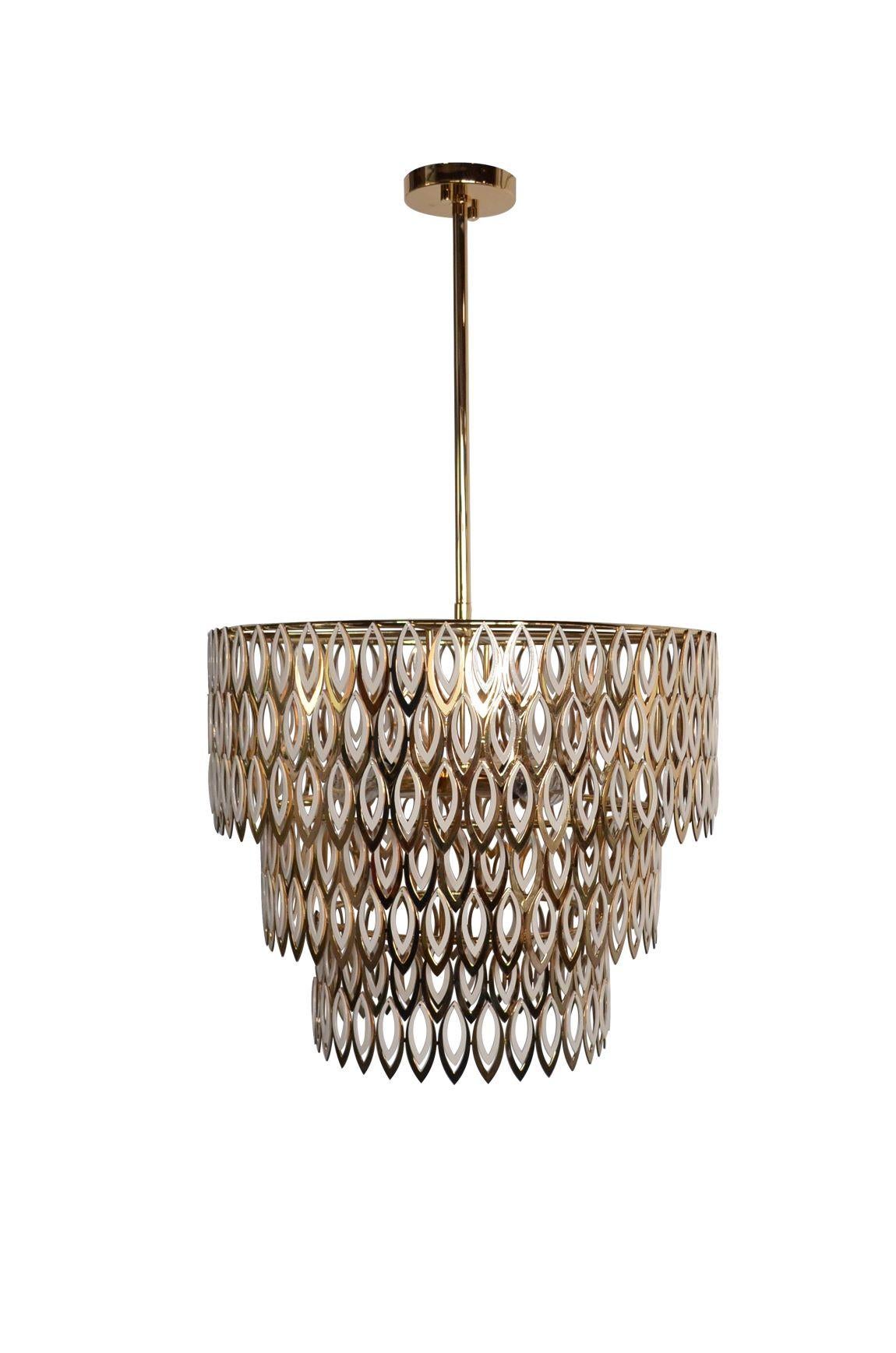 Portuguese 21st Century Petal Suspension Lamp Stainless Steel For Sale