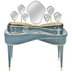 21st Century Petit Amélie Dressing Table Lacquered Wood Seven Mirrors