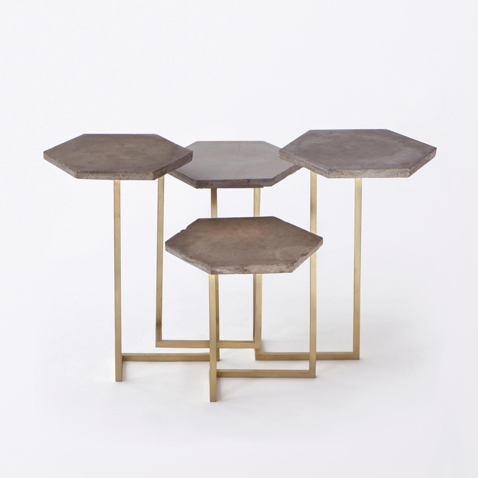 21st Century Petit Table de Milàn Side Table with Brass Base and Colored Tiles 5