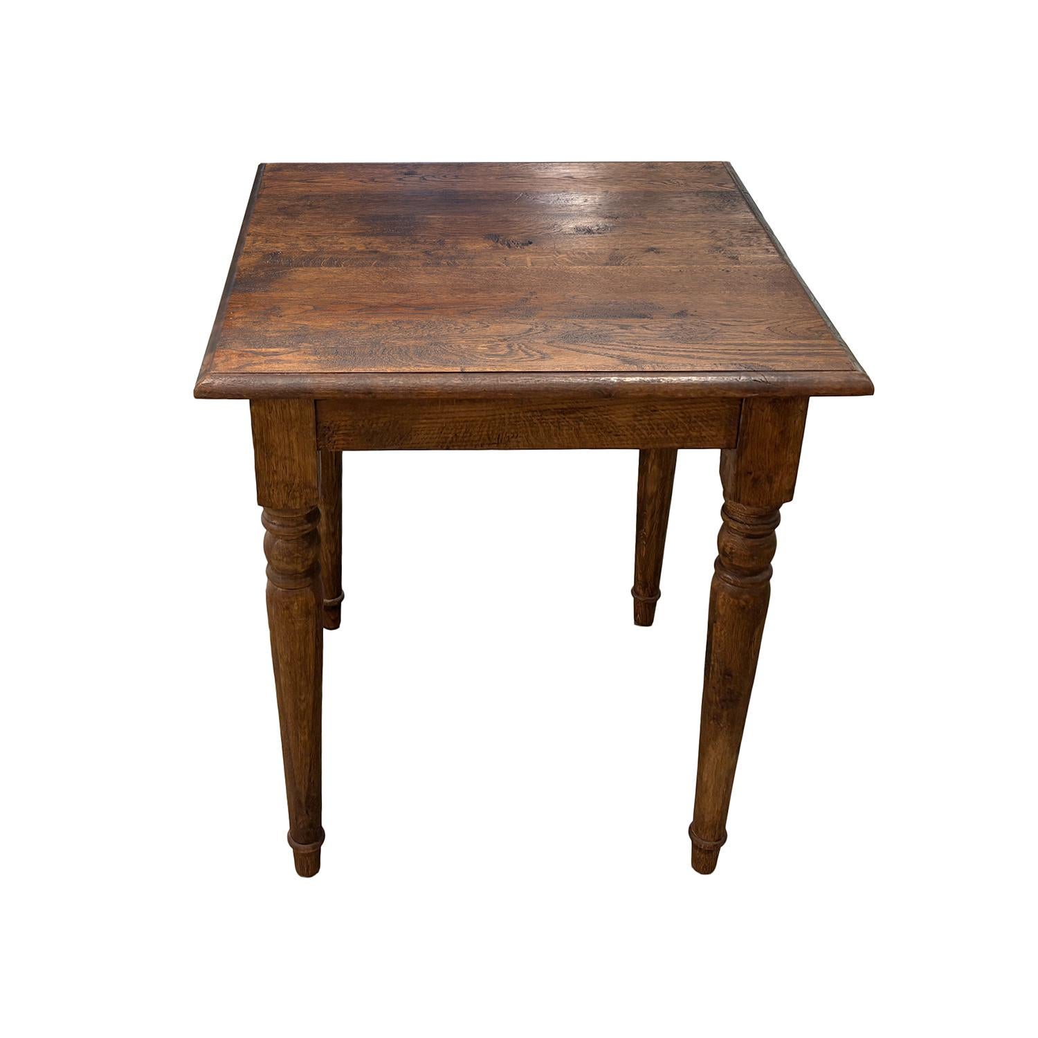 Industrial 21st Century Petite French Pinewood Side Table For Sale