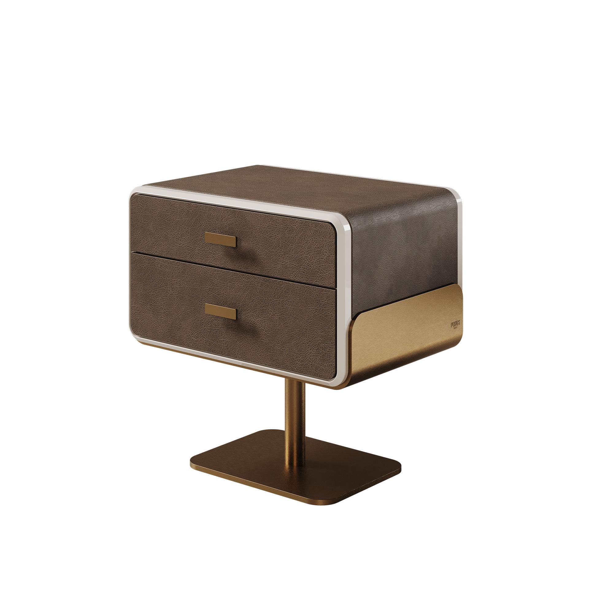 21st Century Phoenix Nightstand Lacquered Wood Brass For Sale 2
