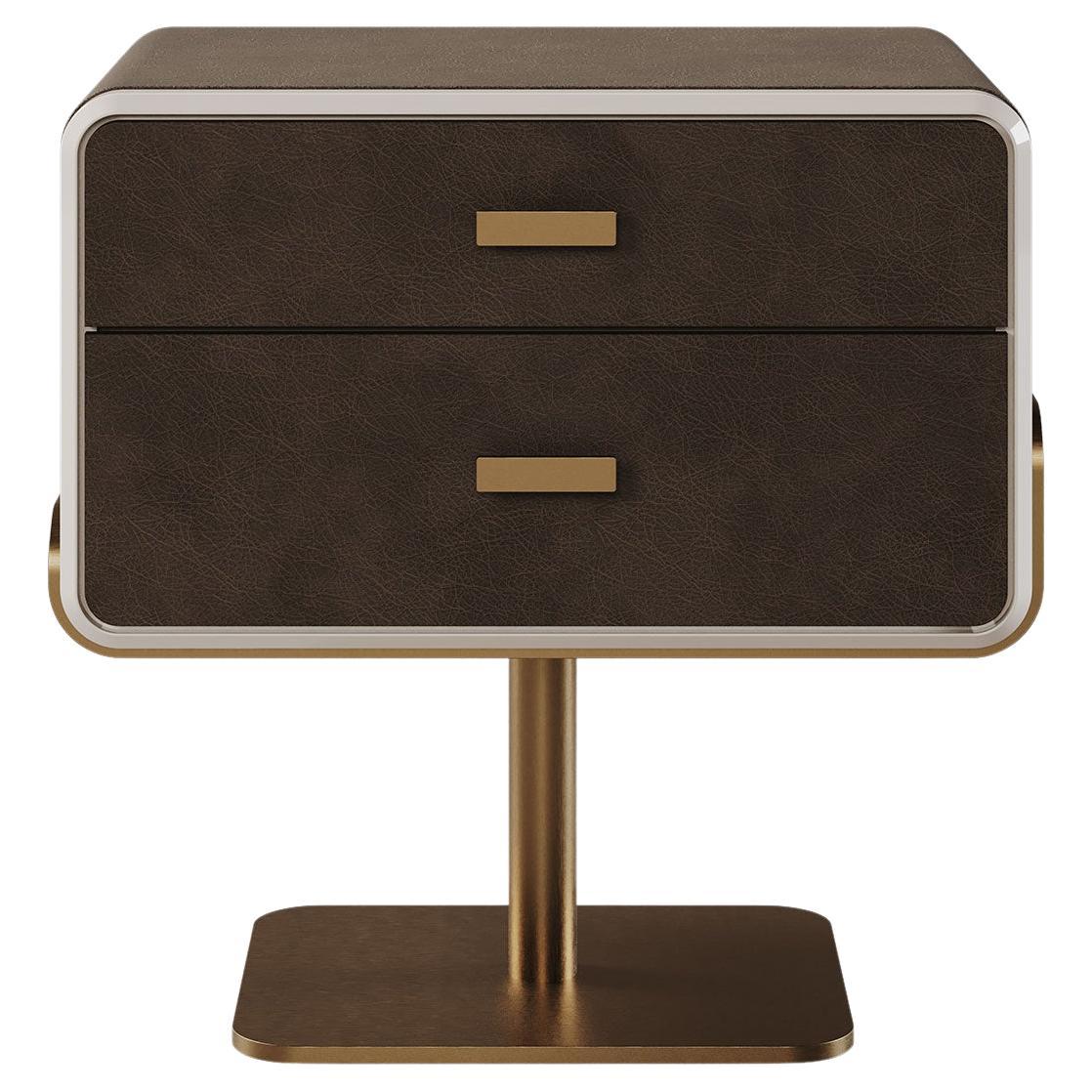 21st Century Phoenix Nightstand Lacquered Wood Brass