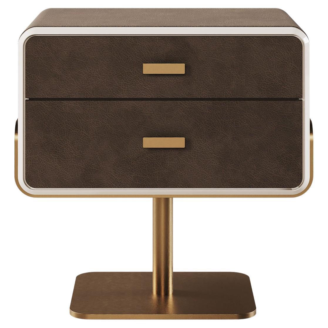 21st Century Phoenix Nightstand Lacquered Wood Brass For Sale