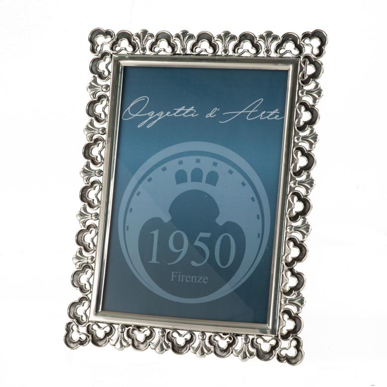 Italian 21st century  picture frame  in lost wax casting  bronze silvered For Sale