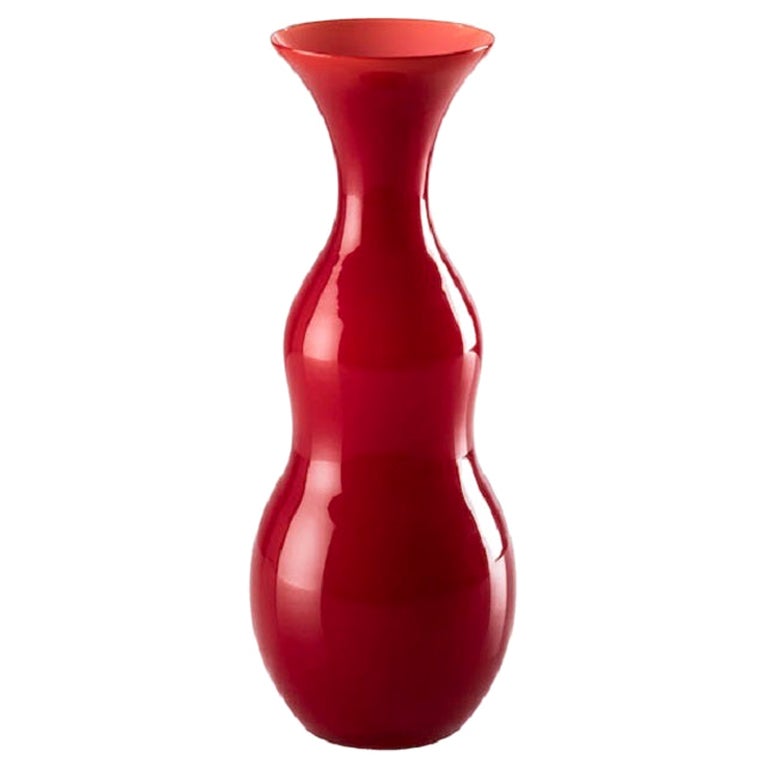 21st Century Pigmenti Small Blown Opal Glass Vase in Red by Venini
