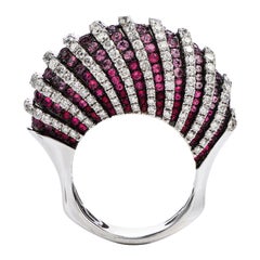 21st Century Pink Sapphire Diamond 18k Gold Shell Cocktail Ring