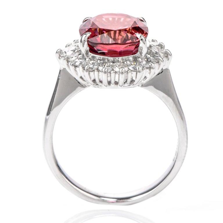 21st Century Pink Tourmaline and Diamond Platinum Halo Ring 3