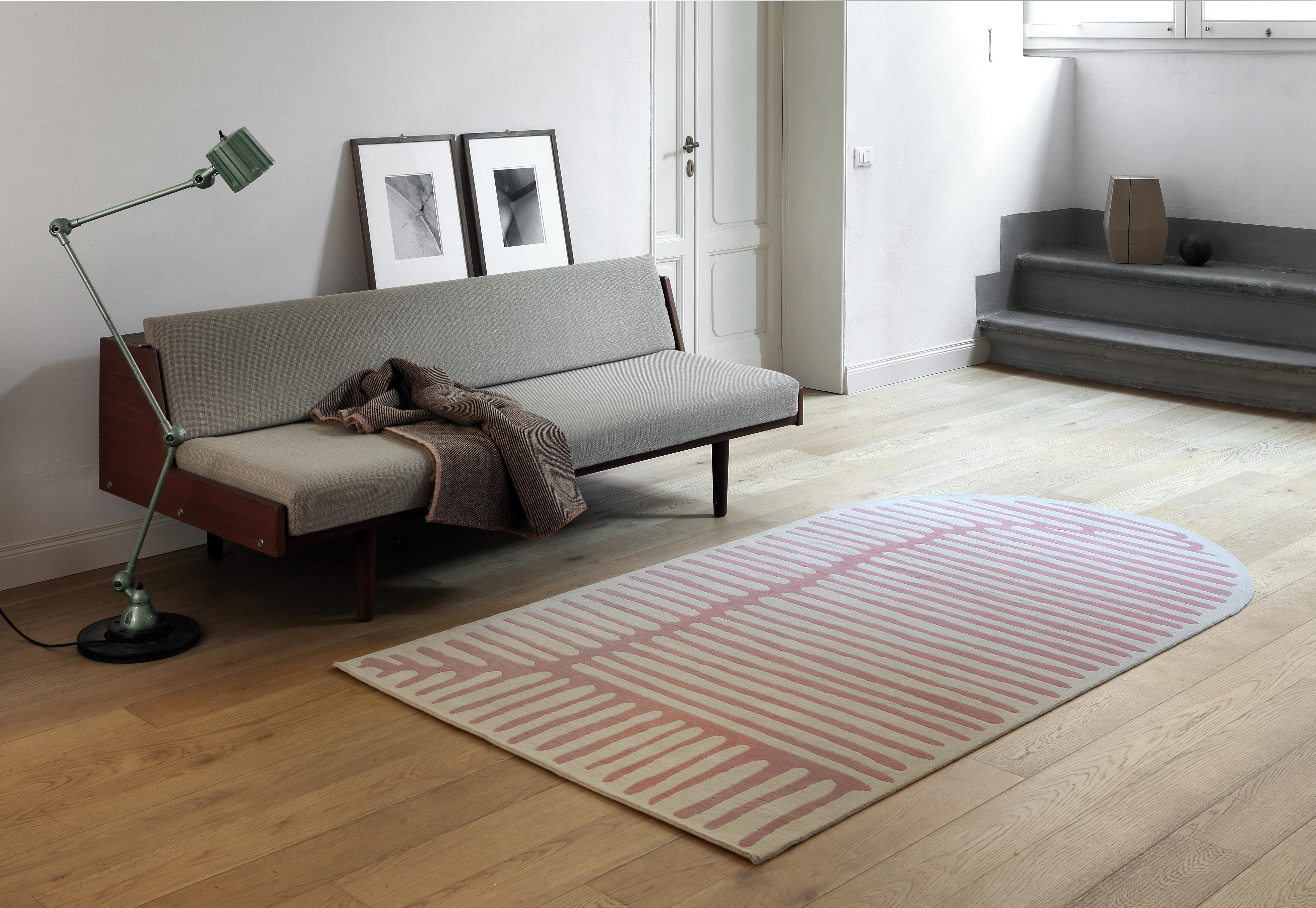 Contemporary 21st Century Pink & White Room with View Italian Design but Nepal Wool Rug, 2019 For Sale