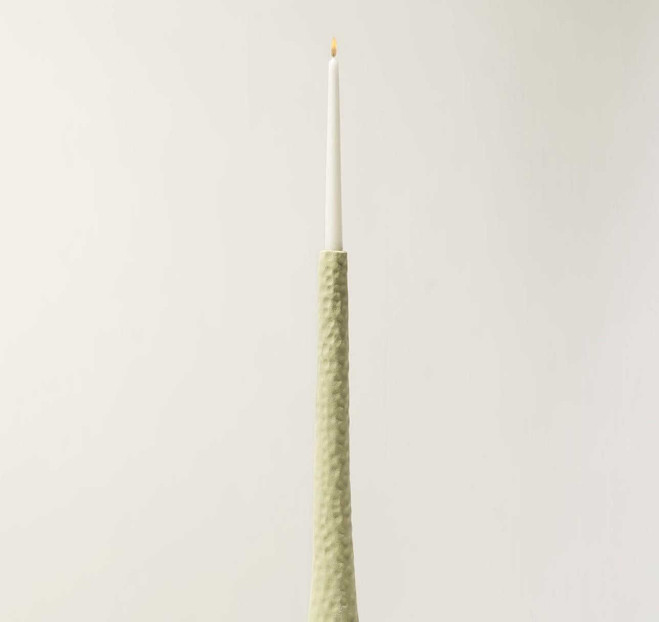 21st Century Pistacchio Candlestick by Ceramica Gatti, designer A. Anastasio In New Condition For Sale In Faenza, IT