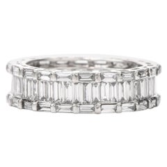 21st Century Platinum 2.89cts Baguette Cut Diamond Eternity Band Ring Adorn Fore