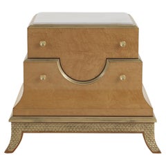 Table de nuit du 21e siècle Pleasure en bois et plateau en marbre blanc