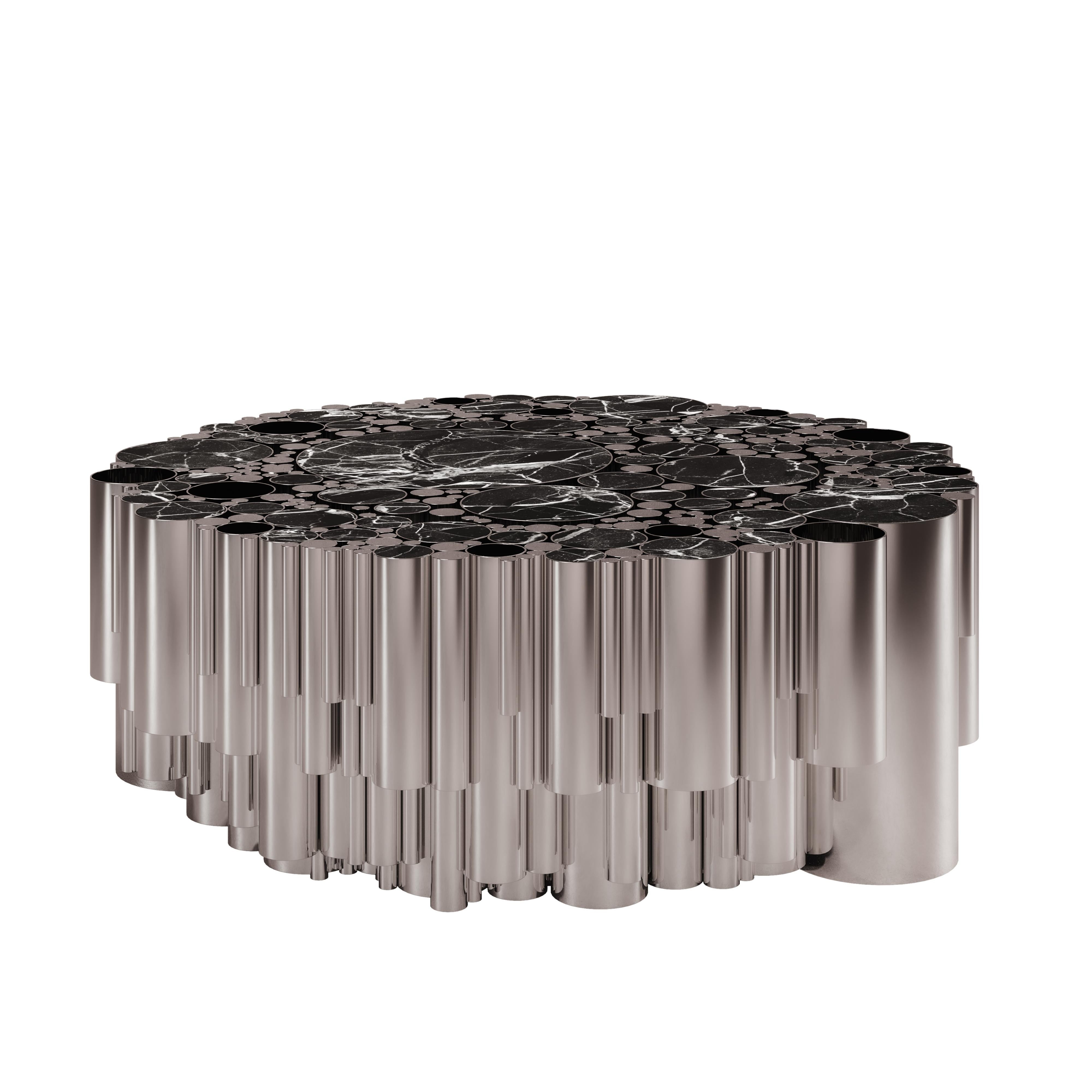 21st Century Brass Wanderlust Center Table Marble Made in Portugal by Malabar In New Condition For Sale In RIO TINTO, PT