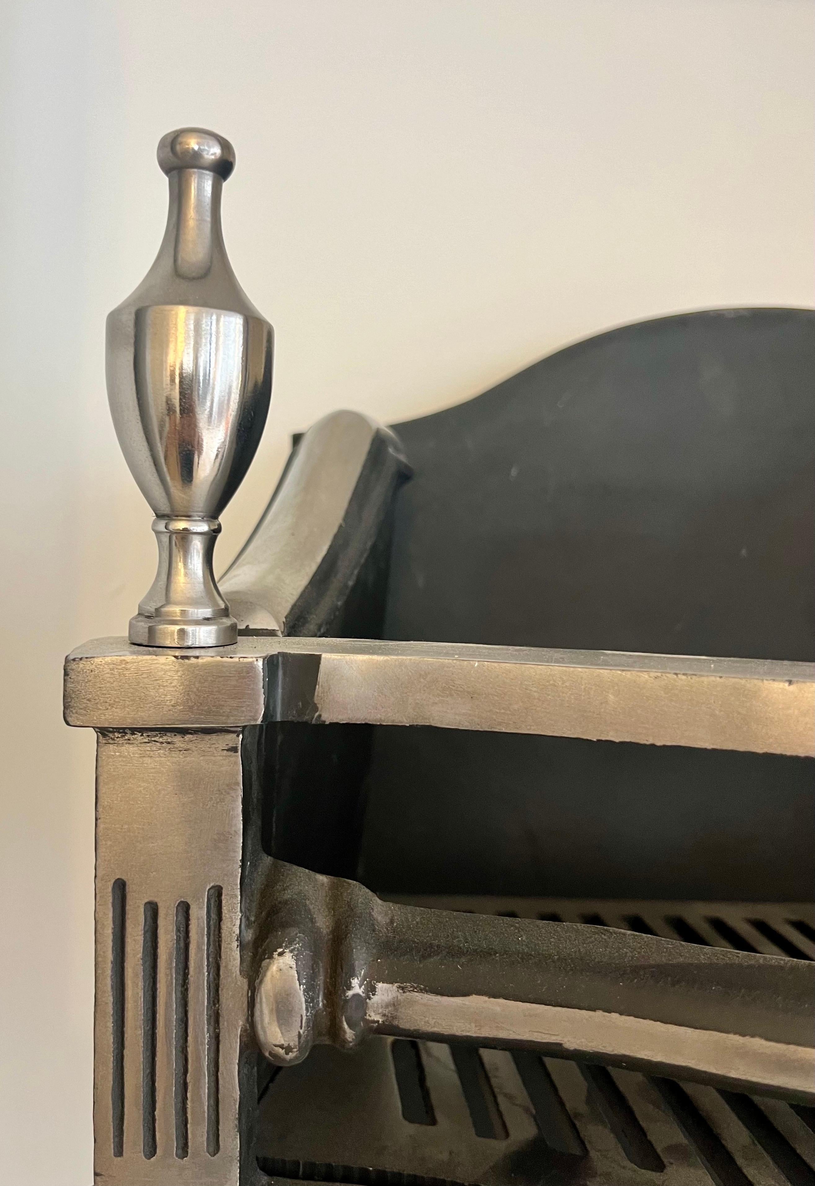 Georgian 21st Century Polished Cast Iron Fireplace Basket For Sale