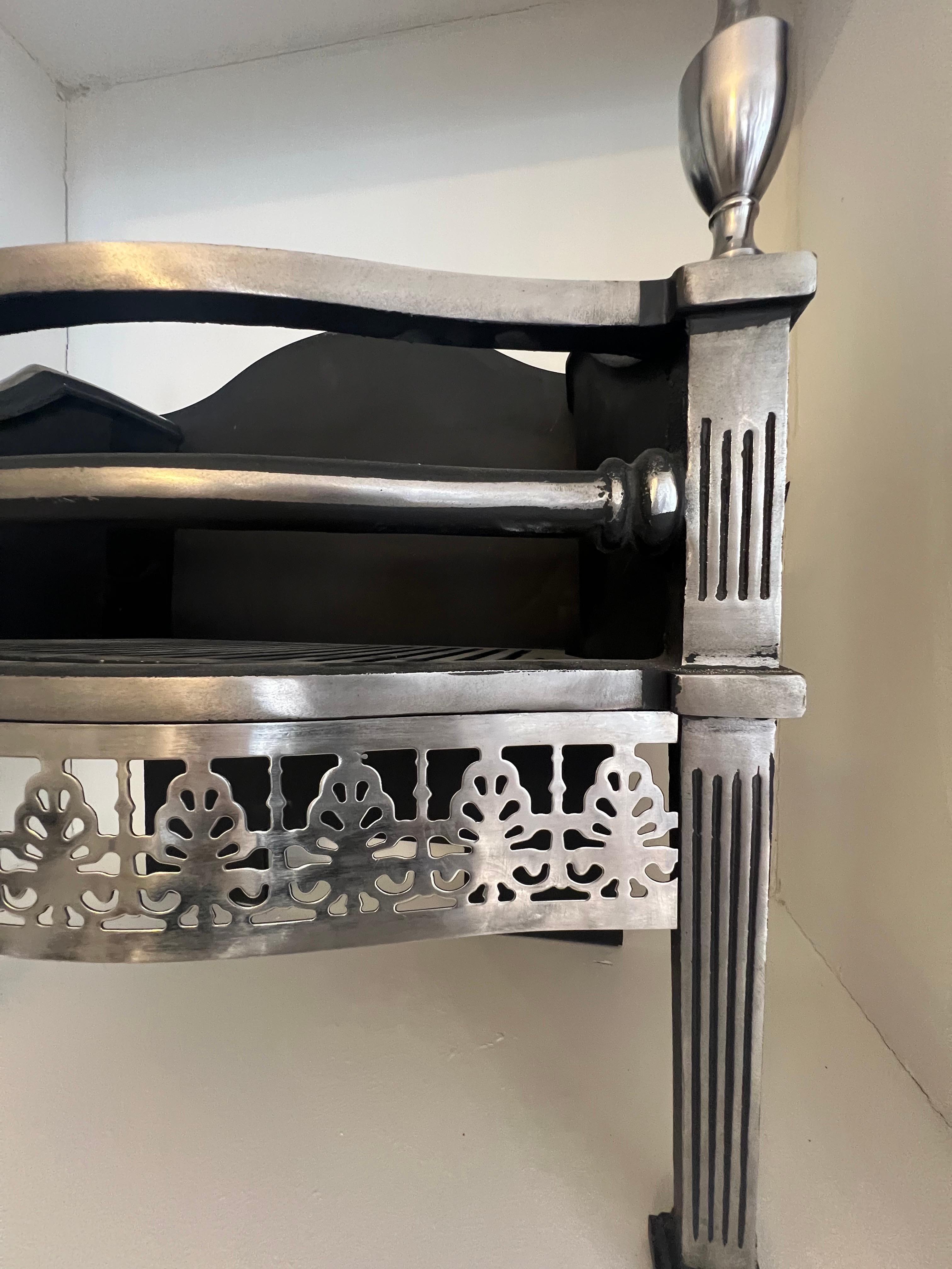 Steel 21st Century Polished Cast Iron Fireplace Basket For Sale