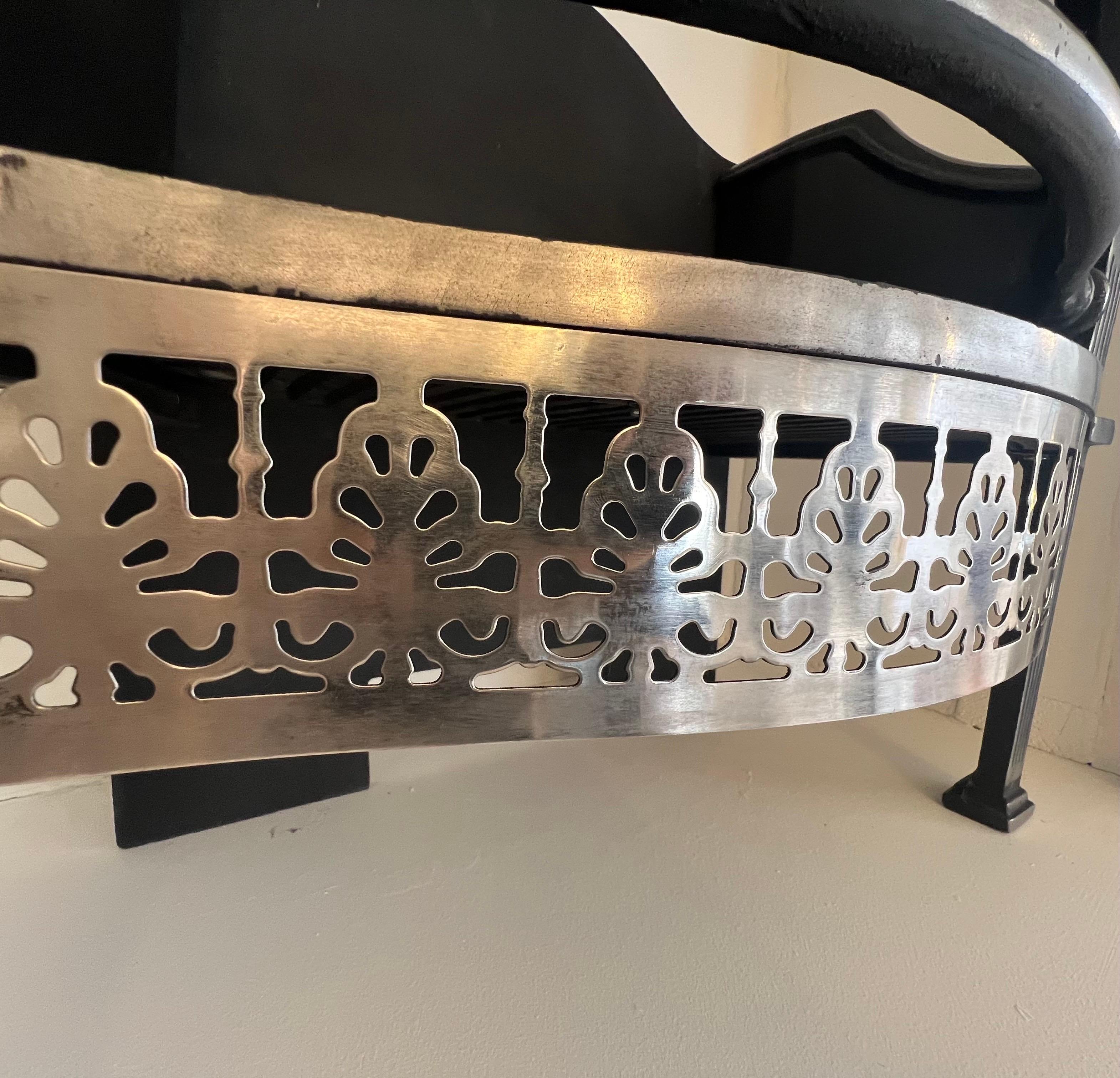 21st Century Polished Cast Iron Fireplace Basket For Sale 1