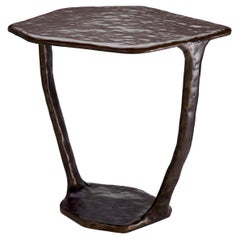 21st Century, Polished Dark Bronze Cast Aluminium Modern Brutalist Side Table