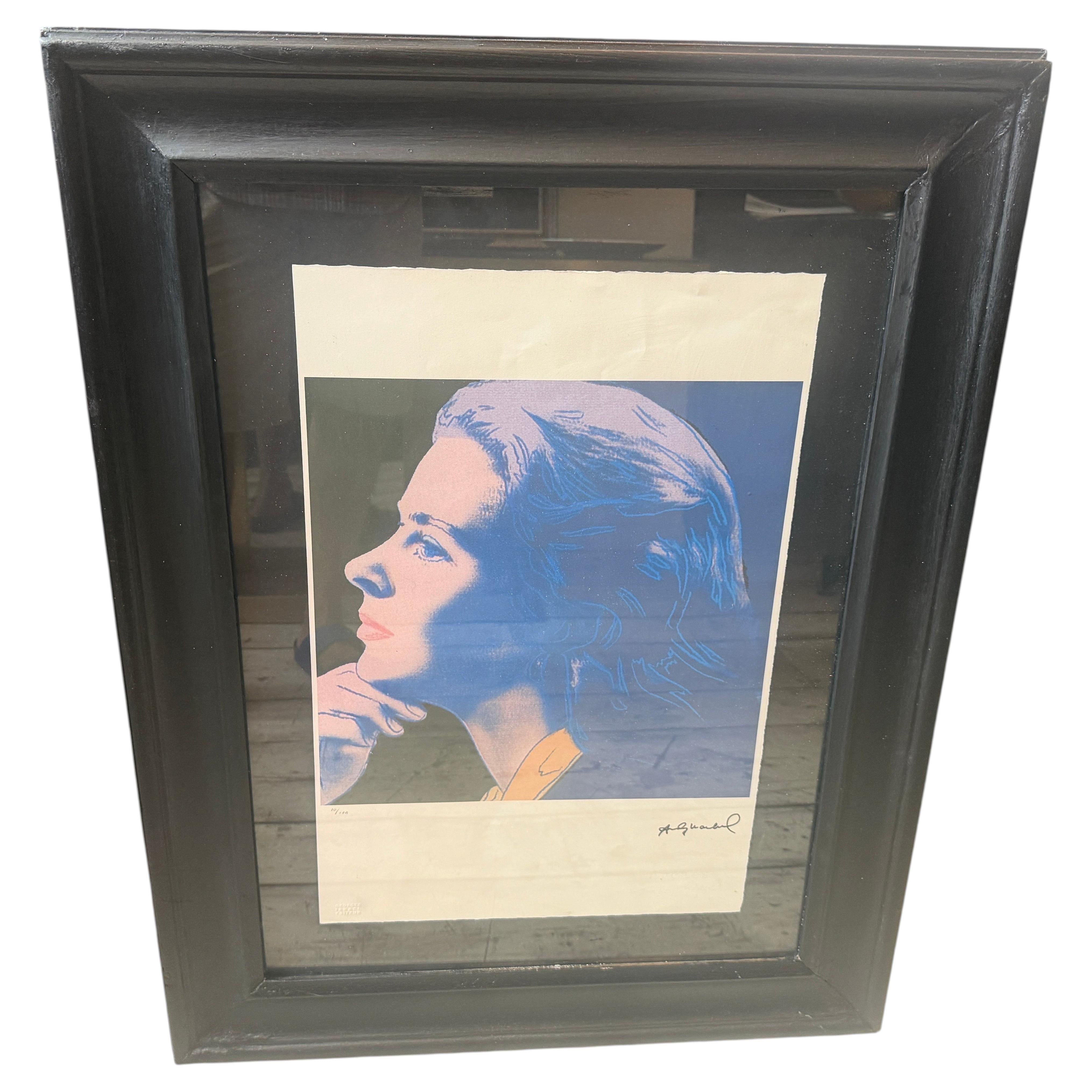 Pre-owned Andy Warhol 21st Century Pop Art 12/100 Lithograph Portrait Of Ingrid Bergman By  In Brown