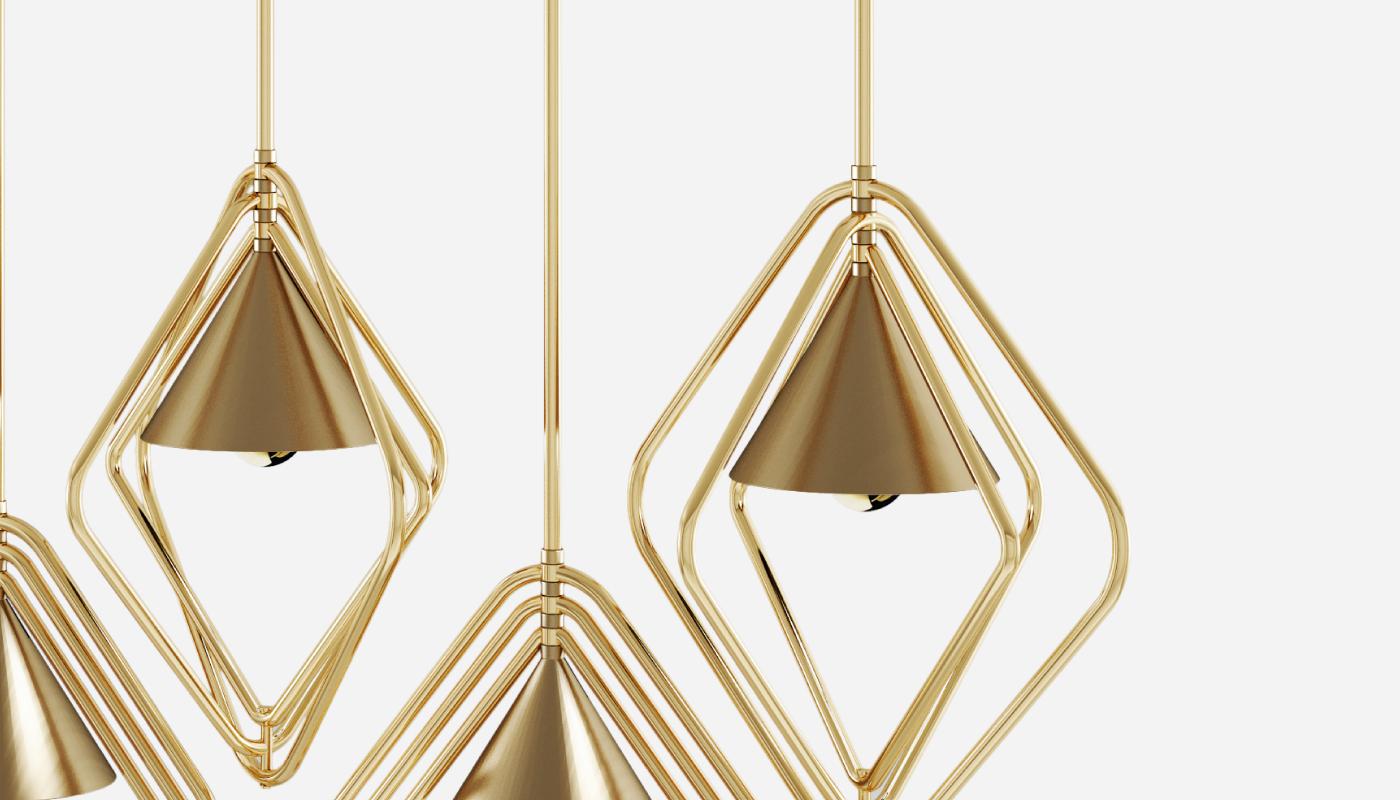 Contemporary 21st Century Portman Suspension Lamp Aged Brass For Sale