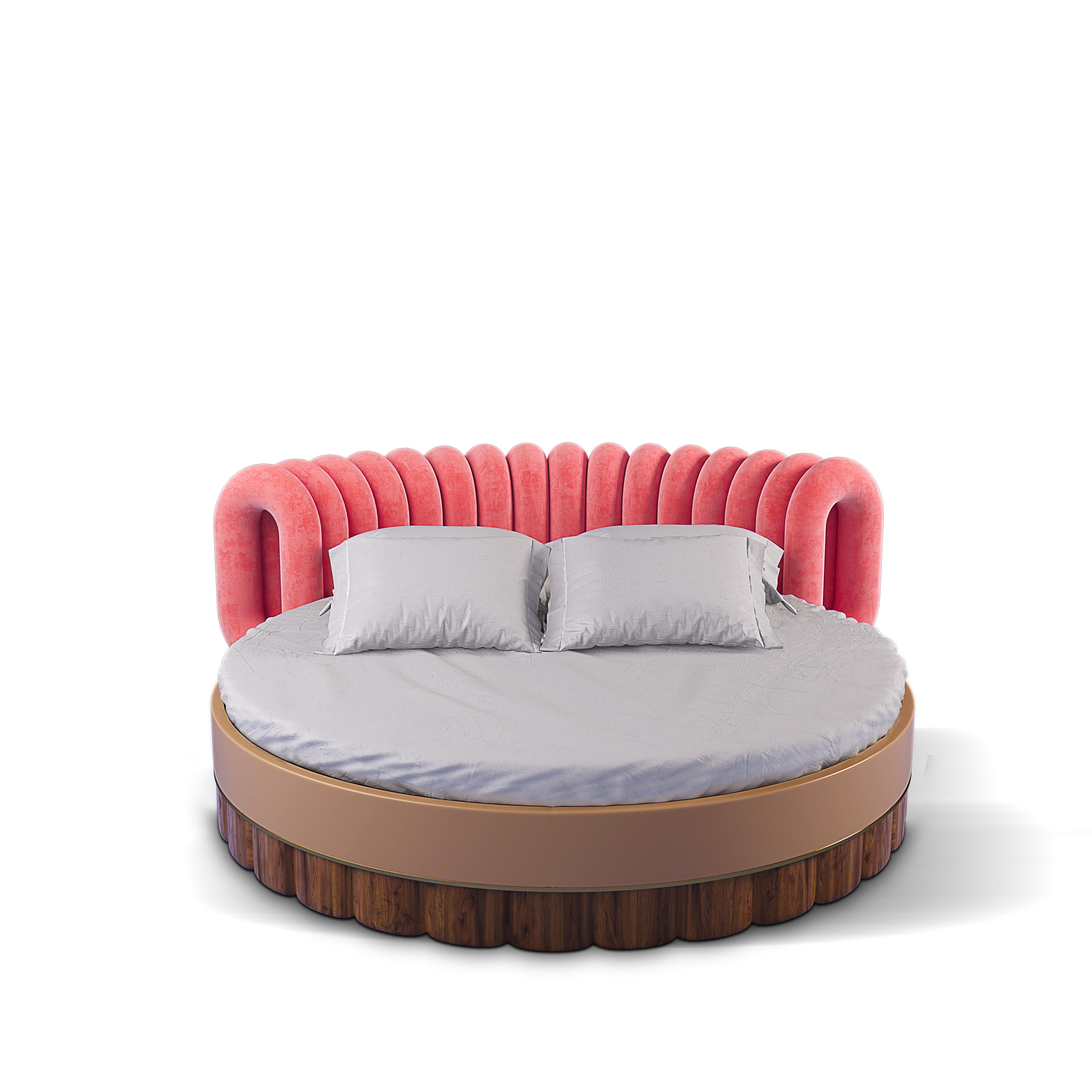 Post-Future-Bett aus Baumwolle und Samt, Nussbaumholz, 21. Jahrhundert (Portugiesisch) im Angebot